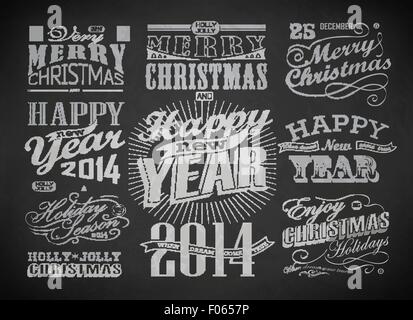 Weihnachten und Happy New Year Typografie Stock Vektor