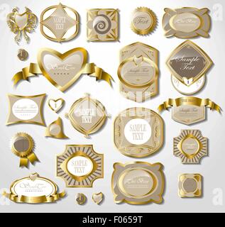 Retro Vintage White Gold Label-set Stock Vektor