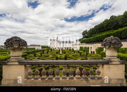 Die Schlossgärten von Chateau de Villandry in Indre-et-Loir, Frankreich Stockfoto