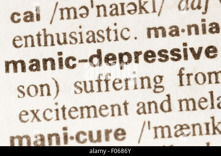 Definition des Wortes manisch-depressiven im Wörterbuch Stockfoto