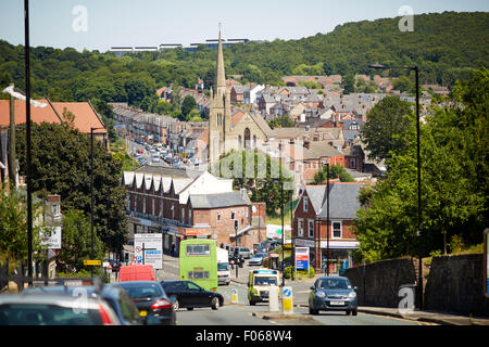 Sheffield, South Yorkshire Ansicht des Grimesthorpe aus Pittsmore Bereich Firth Park Fir Vale Trinity Methodist Church, eine Note Stockfoto