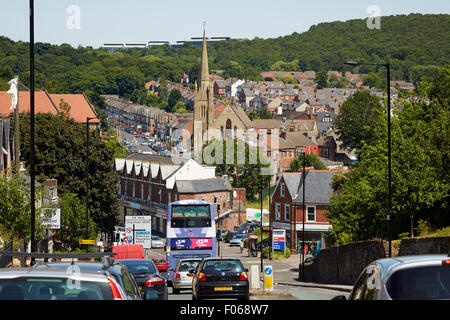 Sheffield, South Yorkshire Ansicht des Grimesthorpe aus Pittsmore Bereich Firth Park Fir Vale Trinity Methodist Church, eine Note Stockfoto