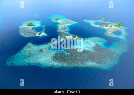Luftaufnahme von Rock Island nördlich von Daram, Misool, Raja Ampat, West-Papua, Indonesien, Pazifik Stockfoto