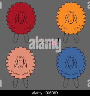 Vektor-Illustration der weißen Schafe Gliederung Stock Vektor