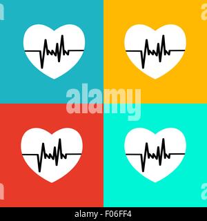 Flaches Herz schlagen Symbol Stock Vektor