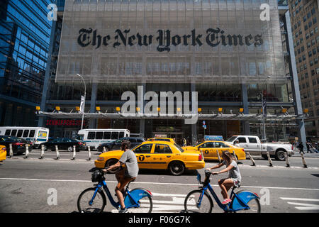 Die Büros von der New York Times-Medien-Imperium in Midtown in New York am Freitag, 7. August 2015. Die New York Times Co. berichtete Quartalsumsatz, die Erwartungen der Analysten verpasst, wie print-Werbung vier Quartale in Folge gesunken. (© Richard B. Levine) Stockfoto