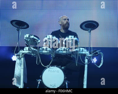 Macclesfield, Cheshire, UK. 8. August 2015. Human League treten live bei Rewind Festival Nord in Capesthorne Hall. Bildnachweis: Simon Newbury/Alamy Live-Nachrichten Stockfoto