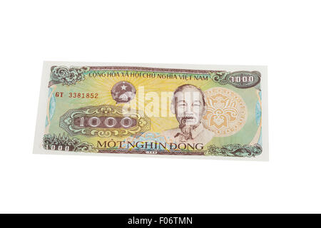 Tausend vietnamesischen Dong Banknote auf weißem Hintergrund Stockfoto