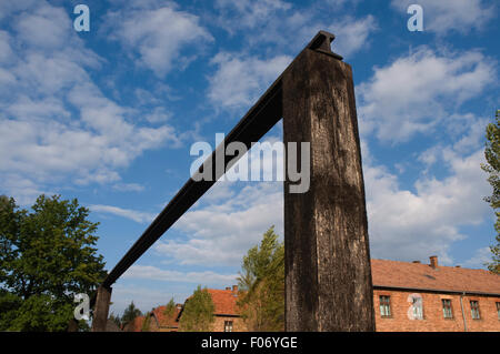 Europa, Polen, Auswitch Konzentration & Vernichtungslager, Galgen, an denen Hinrichtungen stattgefunden hat Stockfoto