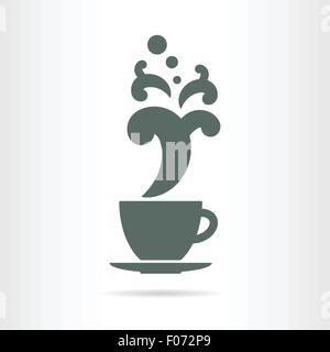 Kaffeetasse mit geschweiften als Kaffee-Zeit-Symbol-Vektor-Illustration Stock Vektor