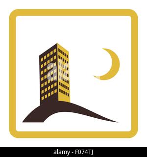 Nacht Stadt Wolkenkratzer Icon Design Vektor-Illustration. Stock Vektor