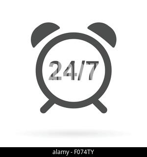 Wecker mit 24/7 Zahlen als live-online-Support-Symbol-Vektor-illustration Stock Vektor