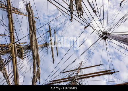 Detail des Segelns Schiffe auf der Ostsee in Rostock (Deutschland) Stockfoto