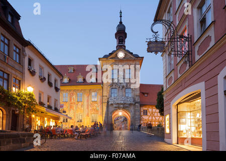 Altes Rathaus, Obere Brücke und Karolinenstraße, Bamberg, Bayern, Deutschland Stockfoto