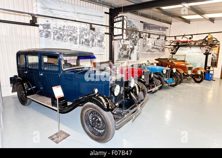 Eine Auswahl von Morris Oldtimer in der Haynes International Motor Museum, Sparkford, Somerset, England. Stockfoto