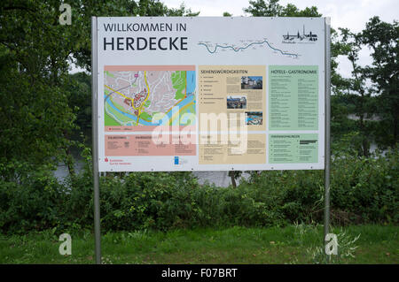 Willkommen in Herdecke, Hagen, Nordrhein-Westfalen, Deutschland. Stockfoto