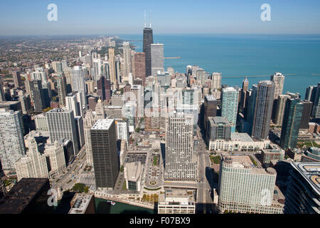 HANCOCK TOWER VOM MID AMERICA CLUB IM ZENTRUM VON AON CENTER CHICAGO ILLINOIS USA Stockfoto