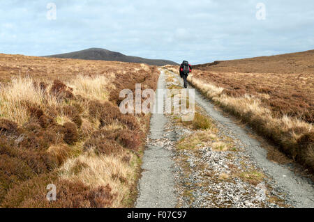 Ein Walker in Cape Wrath Wildnis, Sutherland, Schottland, Großbritannien. Auf dem Weg zum Cape Wrath Leuchtturm. Stockfoto