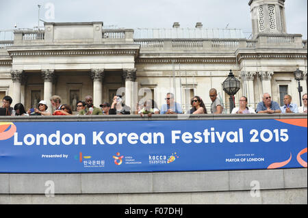 Trafalgar Square, London, UK. 9. August 2015. Korea-Festival auf dem Trafalgar Square. Bildnachweis: Matthew Chattle/Alamy Live-Nachrichten Stockfoto