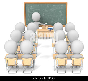 Geck 3D-Charaktere X13 im Klassenzimmer. Tafel mit Probe Mathematik. Stockfoto