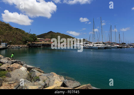 Marina Fort Louis und den Hafen von Marigot, Saint-Martin Stockfoto