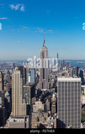 Ansicht von oben Rock Observation Deck, Rockefeller Center, NYC, USA Stockfoto