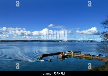 Kleine Küstenfischerei Boot zum Fischerhafen an der Pilot Boat Quay, Cobh, County Cork, Irland Stockfoto