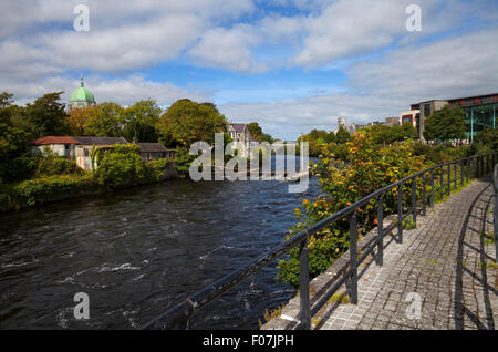 Die Corrib Spaziergang am Fluss Corrib, Stadt Galway, Irland Stockfoto