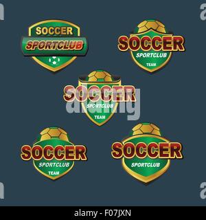 Abzeichen-Vektor-gold Sport-Fußball-Banner-logo Stock Vektor