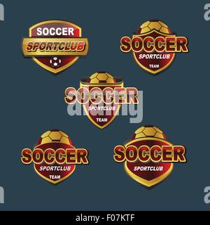 Abzeichen-Vektor-gold Sport-Fußball-Banner-logo Stock Vektor