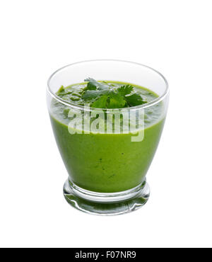 Glas von gesunden grünen Smoothie, Isolated on White Background Stockfoto