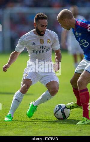 Oslo, Norwegen. 9. August 2015. Pre - Saison Fußball freundlich Valerenga gegen Real Madrid. Nacho in Aktion im Ullevaal-Stadion in Oslo, Norwegen. Bildnachweis: Aktion Plus Sport/Alamy Live-Nachrichten Stockfoto