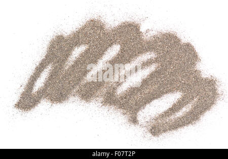 graue Sandhaufen isoliert auf weißem Hintergrund Stockfoto