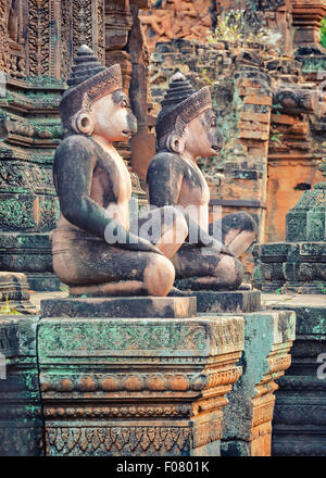 Banteay Srei Tempel Dvarapala Statuen, Kambodscha Stockfoto