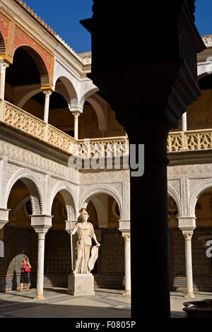 Casa de Pilatos, Pilatus-Haus.  Ehrenhof. Sevilla, Andalusien, Spanien. Stockfoto