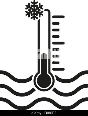 Das Kaltwasser-Temperatur-Symbol. Eisige Flüssigkeit Symbol. Wohnung Stock Vektor