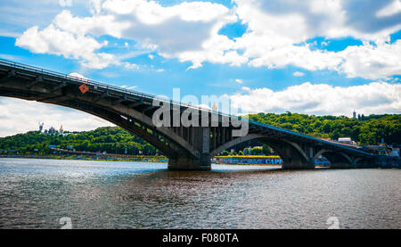 Panorama von der Brücke-Metro in Kiew Stockfoto