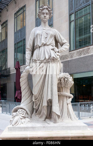 Statue, die als Symbol für die Landwirtschaft die stand ursprünglich über dem Eingang an der Chicago Board Of Trade. Stockfoto