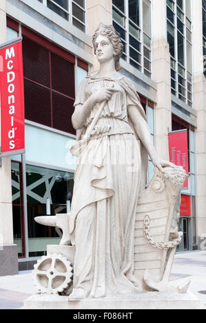 Statue, Symbol für die Industrie, die ursprünglich über dem Eingang an der Chicago Board Of Trade Stand. Stockfoto