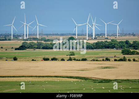 Wenig Cheyne Gericht Windpark auf Romney Marsh, Kent, England Stockfoto