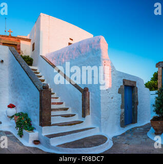 Kapelle in der Stadt Chora auf der Insel Patmos in Griechenland. Stockfoto