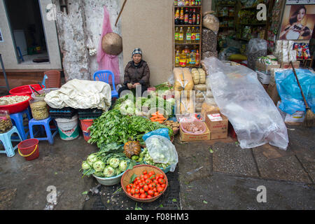 Obst und Gemüse stand im Zentrum von Hanoi. Stockfoto