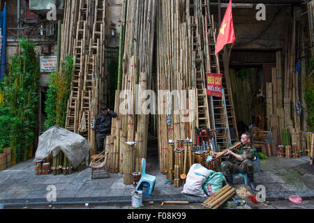 Bambus-Shop in Hanoi, Vietnam Stockfoto