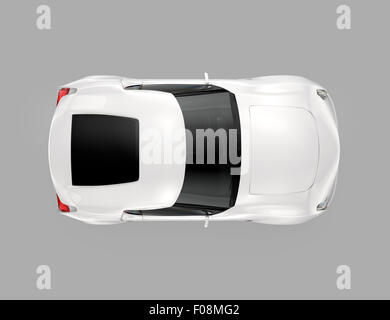 Weißen Sportwagen auf grauem Hintergrund isoliert. Original-Design. 3D-Rendering Bild mit Beschneidungspfad. Stockfoto