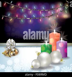 Zusammenfassung Hintergrund mit Weihnachten Lichter, Kerzen und Dekoration Stock Vektor