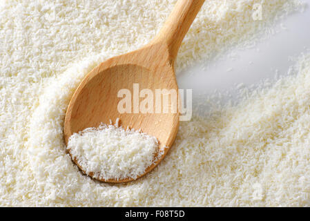 Ungesüßte Kokosraspeln Trockenfleisch Stockfoto