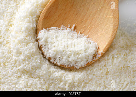 Ungesüßte Kokosraspeln Trockenfleisch Stockfoto
