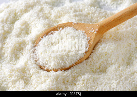 Ungesüßte Kokosraspeln Trockenfleisch Stockfoto