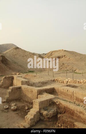 Archäologische Ausgrabungen am Tel Jericho (Tel a-Sultan) ausgesetzt bleibt der Siedlungstätigkeit vom frühen Zeit der Epipaläolithikums (9.500-7.800 v. Chr.) Stockfoto