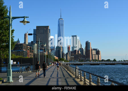 Hudson River Esplanade in Lower Manhattan. Stockfoto